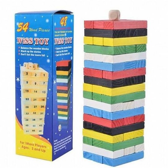 لعبة بلوكات خشب 48 قطعة ملونة WISS TOY