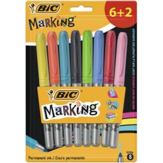 قلم فلوماستر ثابت طقم 6+2 marking big