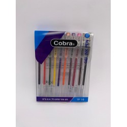 قلم حبر جل ملون طقم 1/10 cobra 0.4
