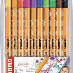 قلم حبر سائل 0.4 رفيع طقم 10 لون Stabilo point 88
