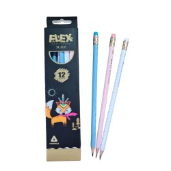 قلم رصاص ملون مع محاية 12 قلم  FLEX SCALE