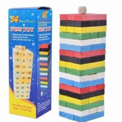 لعبة بلوكات خشب صغير 54 قطعة ملونة