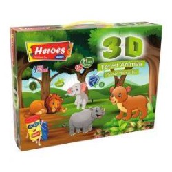 ملتينة 6 الوان مع قوالب واشكال لعمل حيوانات الغابة طقم 21 قطعة HEROES 3D