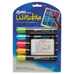 قلم فلوماستر فسفوري للكتابة على الزجاج طقم 1/5 EXPO WINDOW NEON