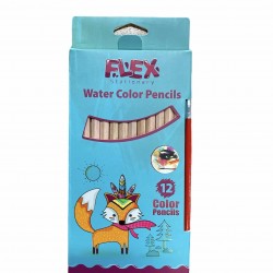 الوان خشب مائية 12 لون مع ريشة FLEX 