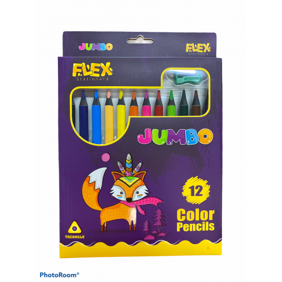 الوان خشب اسود جامبو 12 لون مع براية FLEX JUMBO 